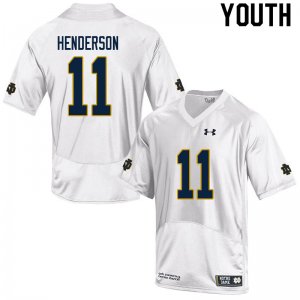 Notre Dame Fighting Irish Youth Ramon Henderson #11 White Under Armour Authentic Stitched College NCAA Football Jersey JAA8699MO